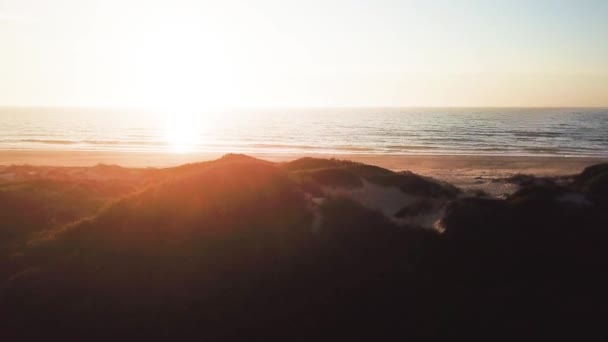 Luchtfoto van strand bij zonsondergang — Stockvideo