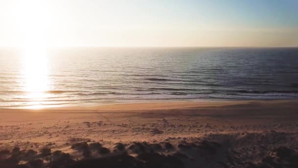 Luchtfoto van strand bij zonsondergang — Stockvideo