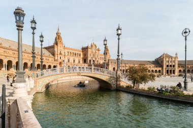 Bir görünümünü Plaza de Espana, Sevilla, İspanya