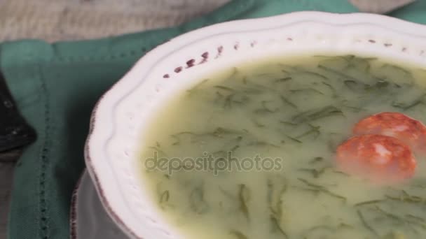 Caldo Verde Популярный Суп Португальской Кухне Традиционными Ингредиентами Кальдо Верде — стоковое видео