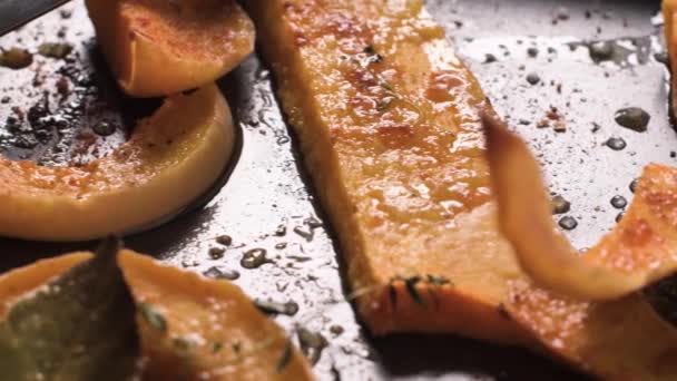 Zucca Arrosto Rustica Una Padella Ghisa — Video Stock