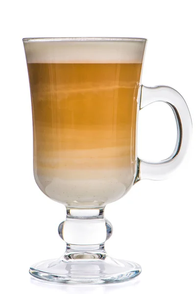 Copa de vidrio mezcla de café con leche espuma —  Fotos de Stock