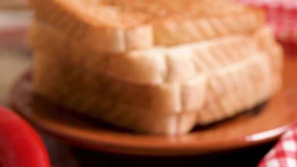 Ingredientes Přípravy Tradičních Portugalských Snack Potravin Francesinha Sendvič Chleba Sýr — Stock video