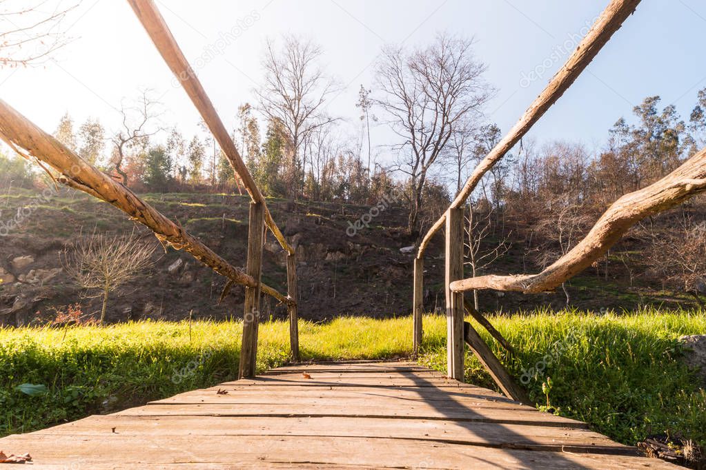 Pedestrian wooden bridge