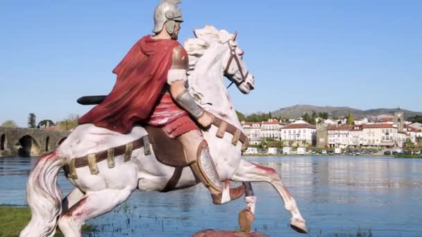 Ponte Lima Portugal Circa Abril 2018 Estátua Soldado Romano Frente — Vídeo de Stock