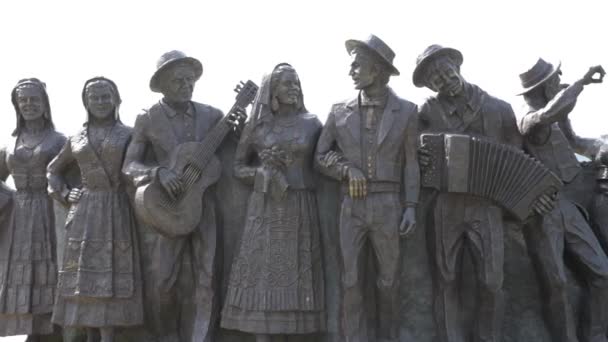 Ponte Lima Portugal Circa Abril 2018 Estatuas Bronce Que Simbolizan — Vídeos de Stock