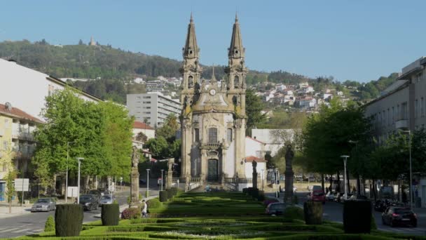 Guimarães Portugal Circa April 2018 Kyrkan Nossa Senhora Oliveira Guimaraes — Stockvideo