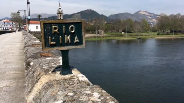 Ponte Lima Portugal Circa April 2018 Romerska Bro Över Rio — Stockvideo