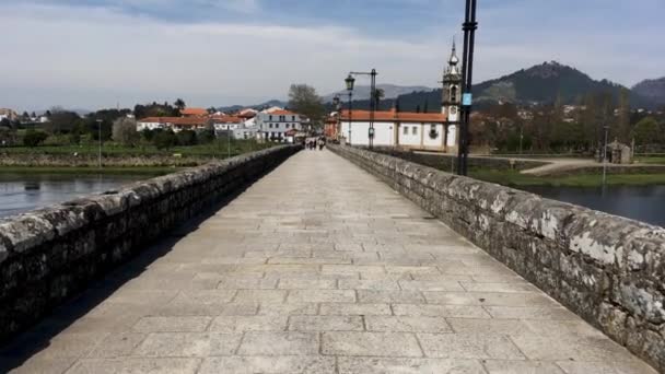 Понте Лима Португаль Сирка Апрель 2018 Римский Мост Через Рио — стоковое видео