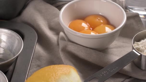 Tortas Ovos Sobremesa Tradicional Portuguesa Pastel Nata Tortas Creme Ingredientes — Vídeo de Stock