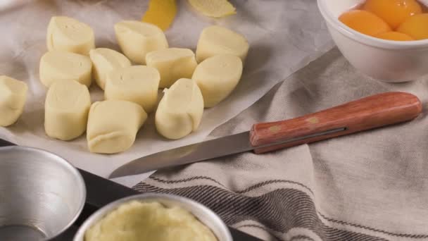 Яичные Пироги Традиционный Португальский Десерт Пастель Ната Заварные Пироги Домашнего — стоковое видео