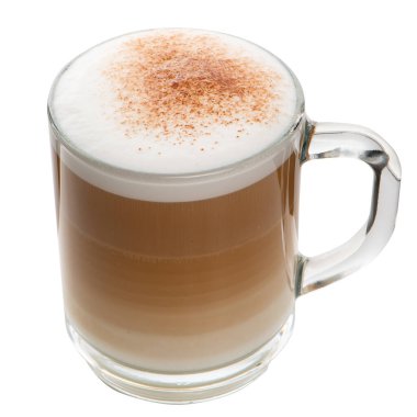 Cam fincan karıştırmak latte kahve köpüğü