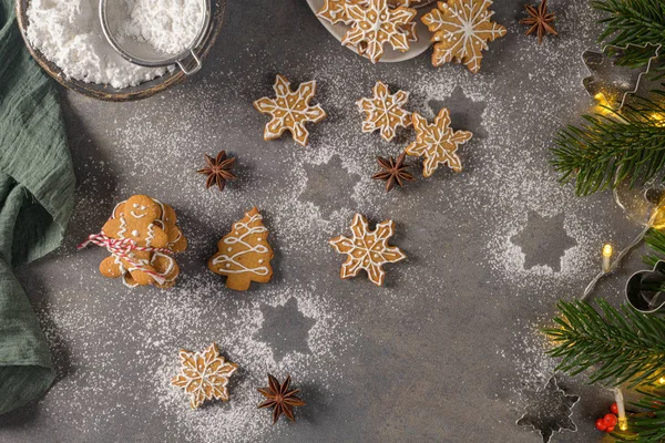 Christmas cookies on kitchen countertop — Stock Photo, Image