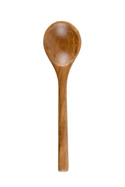 Tahta kaşık beyaz arka plan üzerinde Close-Up.