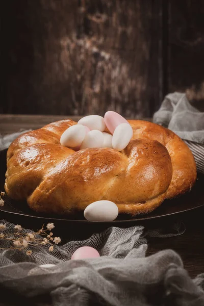 Påskefilm Med Sukkermandler Bordplate Tre – stockfoto