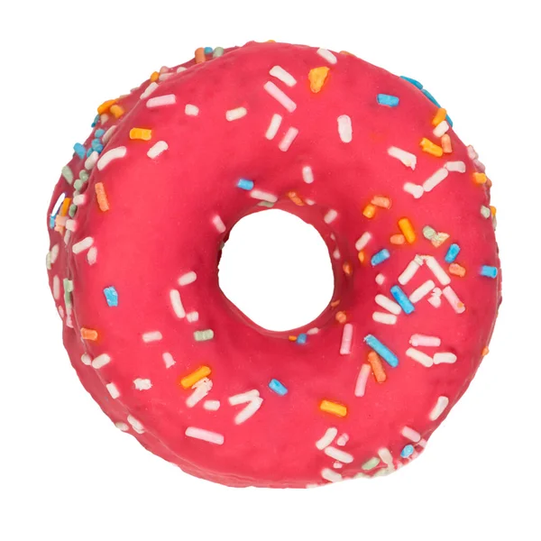 Heerlijke Roze Donut Geïsoleerd Witte Achtergrond — Stockfoto