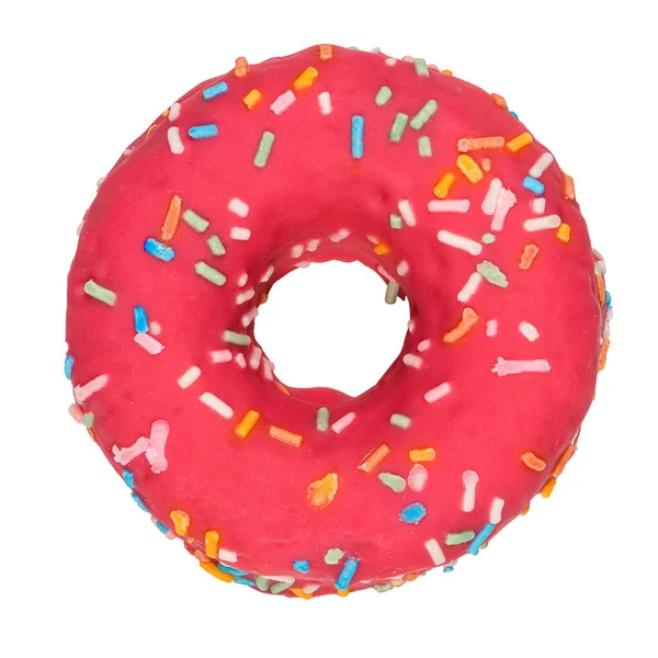 Heerlijke Roze Donut Geïsoleerd Witte Achtergrond — Stockfoto