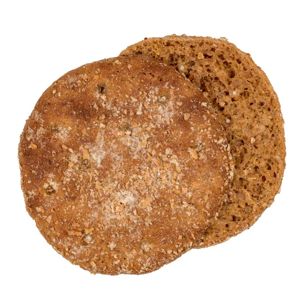 白い背景に隔離された丸いライ麦パンのスライス — ストック写真