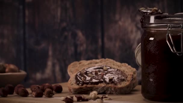 Difusión Vegana Chocolate Hecha Mantequilla Almendras Orgánicas Cacao Miel Orgánicos — Vídeos de Stock