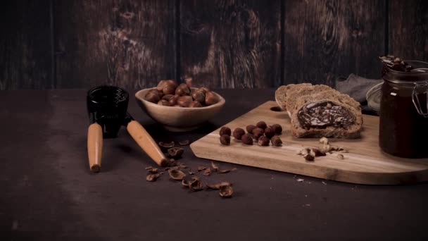 Difusión Vegana Chocolate Hecha Mantequilla Almendras Orgánicas Cacao Miel Orgánicos — Vídeos de Stock