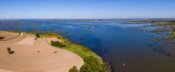 Widok Lotu Ptaka Ribeira Nancinho Pobliżu Laguny Aveiro Pardilho Aveiro — Zdjęcie stockowe