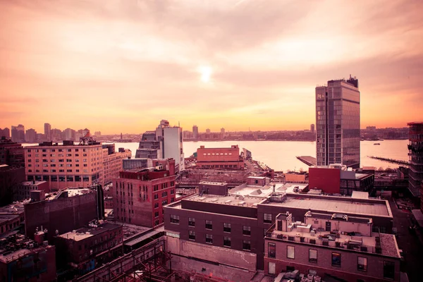 New York City West Side zonsondergang — Stockfoto