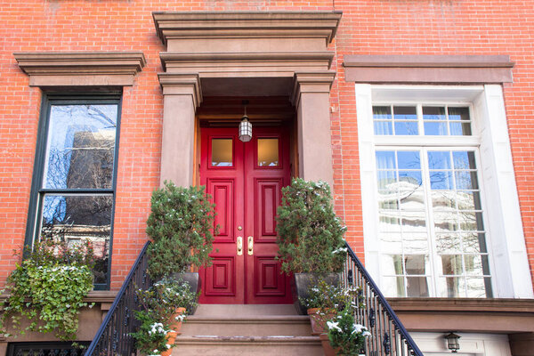 Typical Entrance door to a New York City apartment building residential home