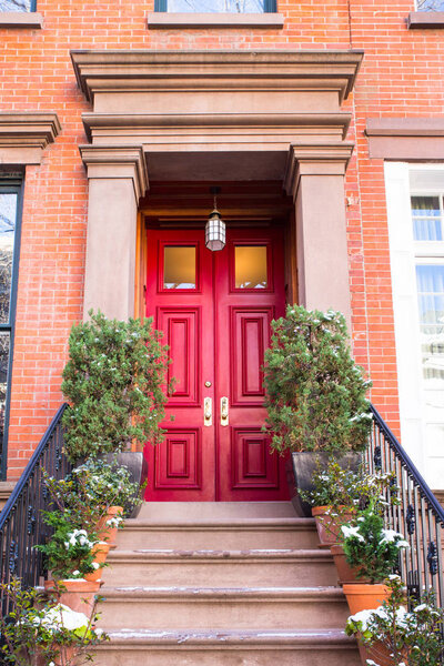 Typical Entrance door to a New York City apartment building residential home