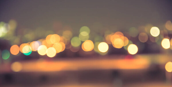 Defocused blur of city lights at night abstract