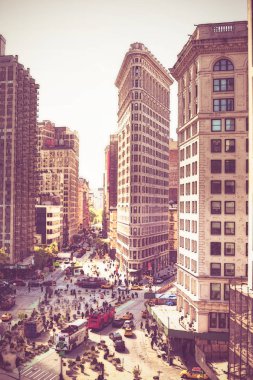 Sanatsal tablomsu New York şehir sokak olay yerinde Flatiron Binası