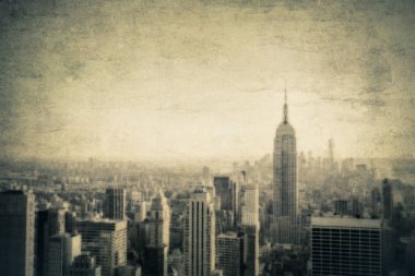 Sanatsal vintage ve doku ile tablomsu New York şehir manzarası