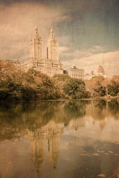 Central Park New York City Med Vintage Grungy Konsistens — Stockfoto