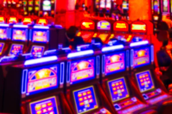 Defocused Θόλωση Των Τυχερών Παιχνιδιών Κουλοχέρηδες Καζίνο — Φωτογραφία Αρχείου