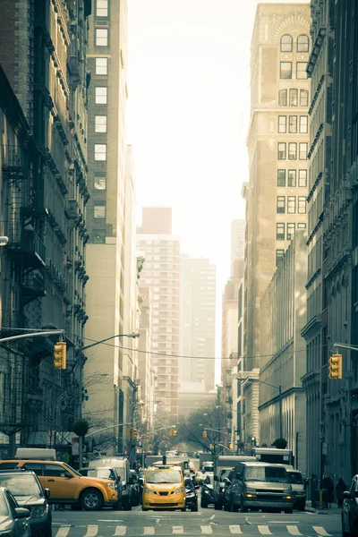 Busy New York City Street All Recognizable Signs Logos Faces — Stock Photo, Image