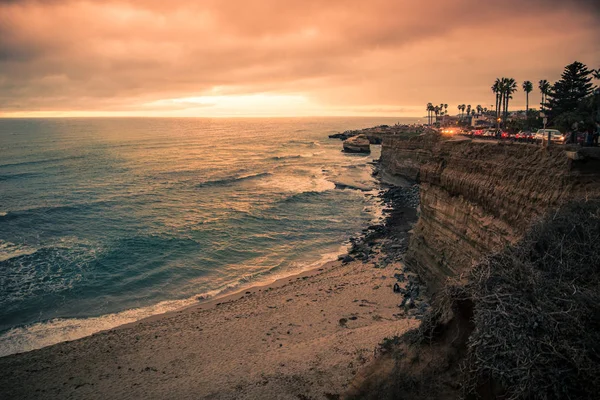 Visa Vackra San Diego Kalifornien Sunset Cliffs Punkt Loma Med — Stockfoto
