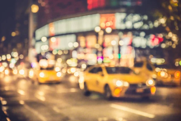 Defocus Oskärpa New York City Street Scen Natten Med Lampor — Stockfoto