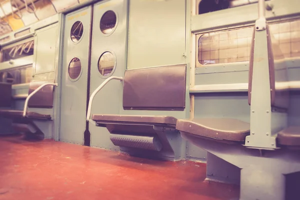 Vintage Στυλ Νέα Υόρκη Μετρό Αυτοκίνητο Εσωτερικό Ρετρό Φίλτρο — Φωτογραφία Αρχείου