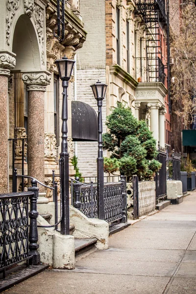 Vintage Ogende New York City Manhattan Straatbeeld Van Trottoir Met — Stockfoto