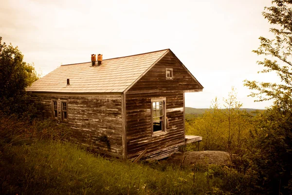 Történelmi Kabin Néz Hegynyereg Mountain Vermont Zöld Hegység — Stock Fotó