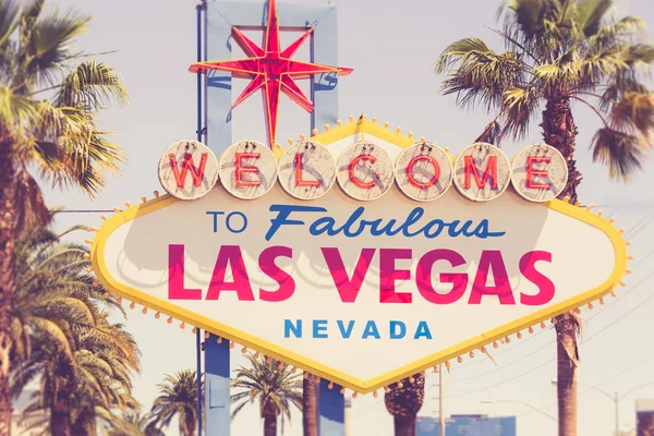 Histórico Bienvenido Fabuloso Cartel Las Vegas Nevada Largo Del Strip — Foto de Stock