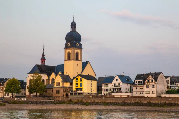 German travel landscape from village along the Rhine River with beautiful old architecture