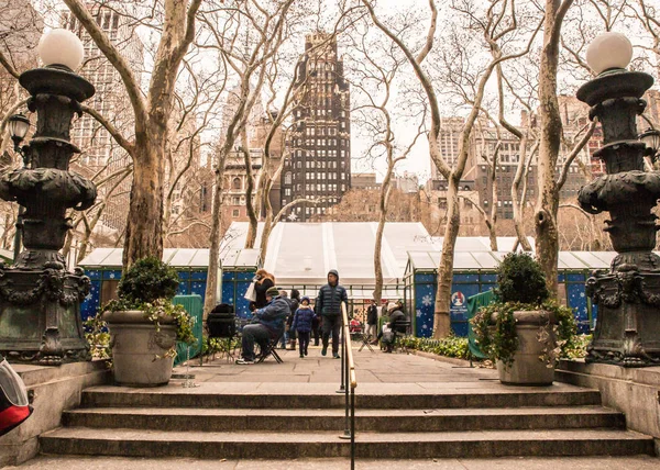 New York City December 2017 Scene Historic Bryant Park New — Stock Photo, Image