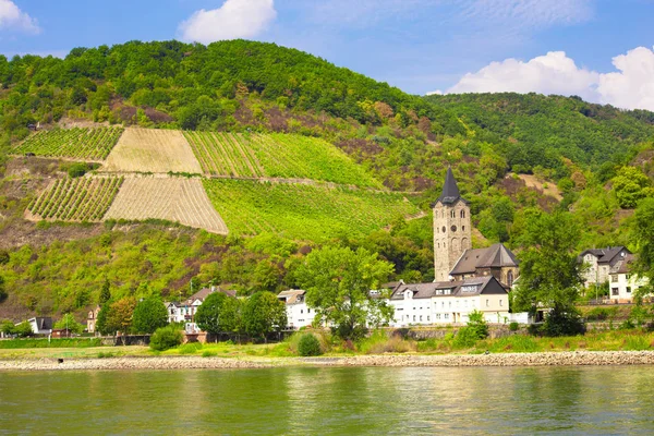 Vista Panorâmica Arquitetura Vila Sankt Goar Alemanha Vista Rio Reno — Fotografia de Stock