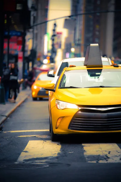 New York City Street Scene Iconic Yellow Taxi Cab — Stockfoto