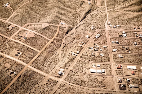 Fotografía Aérea Sobre Desierto Nevada Mojave Con Carreteras Ciudad —  Fotos de Stock