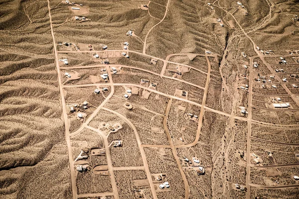 Fotografía Aérea Sobre Desierto Nevada Mojave Con Carreteras Ciudad —  Fotos de Stock