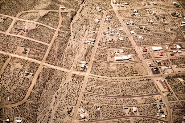 Fotografia Aérea Sobre Nevada Mojave Deserto Com Estradas Cidade — Fotografia de Stock