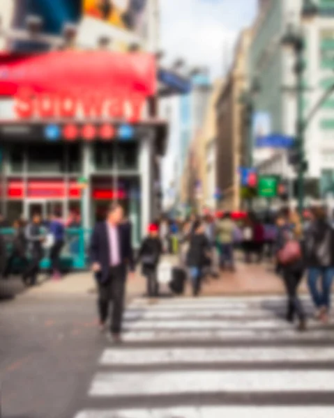 Desfocado Nova York Borrão Com Pessoas Irreconhecíveis Cruzando Movimentada Rua — Fotografia de Stock