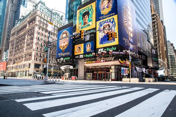 New York City April 2020 View Empty Street Times Square — Stock Photo, Image