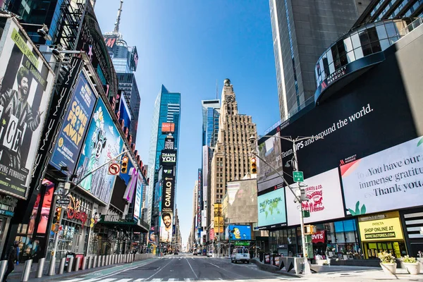 New York City April 2020 Вид Порожню Вулицю Таймс Сквер Стокова Картинка